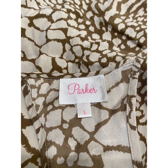 Parker Silk Animal Print Racerback Mini Dress Women's Size Large L - Picture 6 of 7